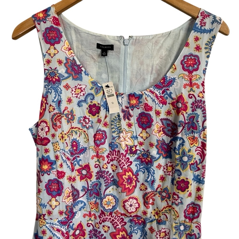NWT Talbots Charming Floral Belted Voile Mazi Dress size 12 cotton, lined - Picture 6 of 15